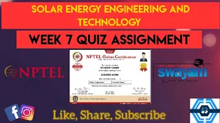 Solar Energy Engineering And Technology Week 7 Quiz Assignment Solution | NPTEL 2022 | SWAYAM