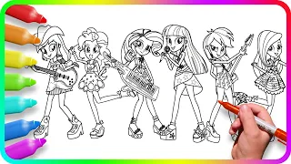 Coloring Pages EQUESTRIA GIRLS | How to draw My Little Pony | MLP - Easy Drawing Tutorial Art