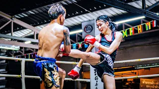 DID THIS REALLY HAPPEN!! WOMEN'S MUAY THAI FIGHT BUT SHE FIGHTS A MAN