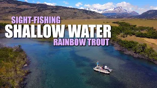 Patagonia Sight Fishing SHALLOW WATER Rainbow Trout. Fly Fishing Dry Flies to Cruising Rainbow Trout