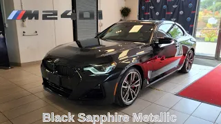 NEW ARRIVAL!  2024 BMW M240i Black Sapphire Metallic on Oyster Vernasca Leather