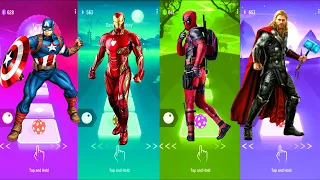 Captain America 🆚 Iron Man 🆚 DeadPool 🆚 Thor | Marvel Heroes | Tiles Hop Fun Ball