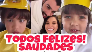 Filhos de Andressa Suita e Gusttavo Lima surge todos animados para ver a roça do vovô Suita