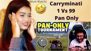CARRYMINATI - 1 v 99 PAN ONLY CHASE | #bgmi (Pubg mobile ) | Reaction |