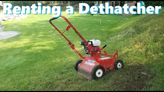 Renting a Dethatcher from Home Depot. Power Rake. Classen TR20 how to use and my results