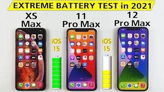 iPhone XS Max vs iPhone 11 Pro Max vs 12 Pro Max - iOS 15.0.2 Battery Drain Test in 2021