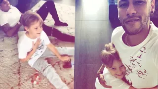 Neymar dando susto no filho Davi Lucca.