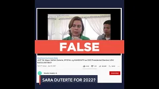 FALSE: Sara Duterte declares presidential candidacy in January 2021