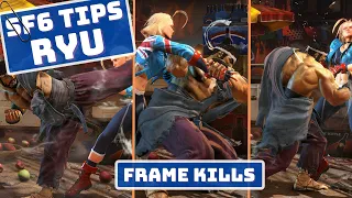 SF6 Advanced Tips - Common Frame Kills with Ryu (SF6 Ryu Tech)