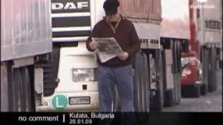 Truck drivers at the Greek-Bulgarian border in Kulata