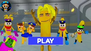 Roblox BANANA POLICE FAMILY PRISON RUN ESCAPE! Obby Speedrun