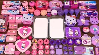 Special Series #34 PURPLE vs PINK ELSA and HELLO KITTY !! Mixing Random Things into GLOSSY Slime