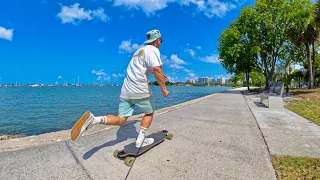 Breathtaking longboard cruise at Bayfront Park Downtown Sarasota Florida