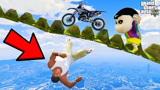 FRANKLIN TRIED THE IMPOSSIBLE BUILDING JUMP PARKOUR CHALLENGE GTA 5 | SHINCHAN and CHOP