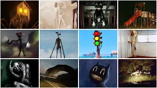 All Trevor Henderson Creatures In Real Life (siren head, light head, house head, cartoon cat, scp…)