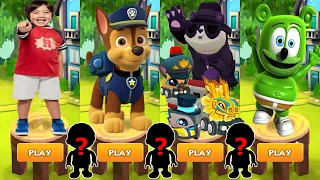 Tag with Ryan vs PAW Patrol Chase Runner vs Dash Tag vs Gummy Bear Run - All Characters Unlocked