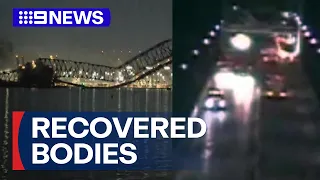 Multiple bodies recovered after Baltimore bridge collapse | 9 News Australia