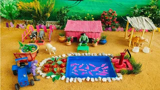 DIY mini Farm Diorama with HOUSE FOR COW, Horse | How to supply water