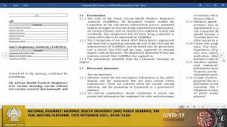 Portfolio Committee on Health, 10th September 2021