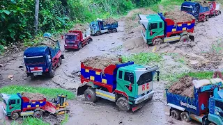 Amazing RC Stuck Nissan 95 Hyundai Trago Hino700 ISUZU Full Power Construction