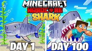 I Survived 100 DAYS as a SHARK in HARDCORE Minecraft!