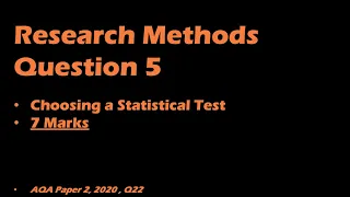 Research Methods Q5: Choosing a Statistical Test