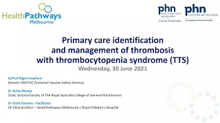 Thrombosis with thrombocytopenia (webinar for GPs held on 30 June 2021)