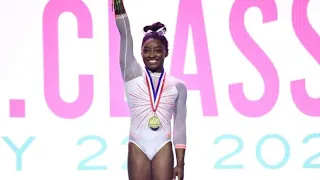 Video Simone Biles Yurchenko double pike in competition in gymnastics history