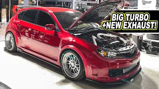 Installing a Big Turbo and NEW EXHAUST on my Subaru STi! (First Start + Revs!)