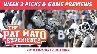 2018 Fantasy Football — Week 3 Picks, NFL Game Previews, Projections, Injuries and Survivor