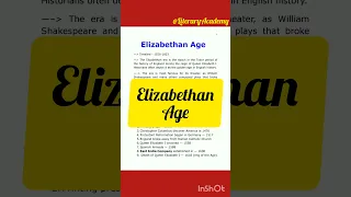 Elizabethan Age in English Literature l 🎯🎓📚 ll p-13 ll #shorts #youtubeshorts #viral #ugcnet