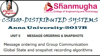 Distributed Systems, UNIT 2 Message Ordering and Snapshots, Quick Revision, Anna University - 2017R