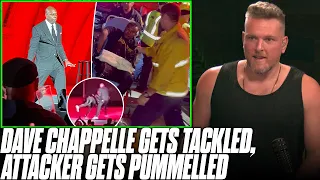 Pat McAfee Reacts To Person Tackling Dave Chappelle On Stage, Getting WRECKED After
