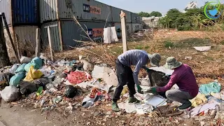 The sidewalk is heavily polluted with trash, and we have been here to transform this area