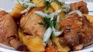 Такой вкусный курицы с тушёной картошкой я еще не ела😋. Рецепт простой и быстрый.#вкусный#курица#