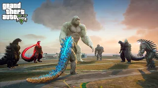 Godzilla and Mechagodzilla Team vs Giant George - GTA V Mods