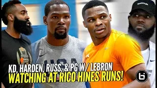 Kevin Durant, Russell Westbrook, James Harden & PG w/ LeBron Watching at Rico Hines Private Runs!!