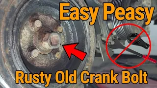 Secret Way!  How I Remove Crank Pulley bolt that Easy (Pt2) #fyp#mechanic