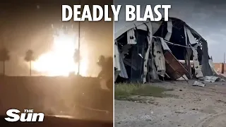 Shocking moment huge explosion rocks Pro-Iranian group's Iraqi HQ - killing one and injuring eight