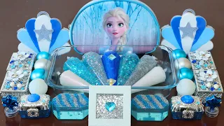 Mixing”Elsa” Eyeshadow and Makeup,parts,glitter Into Slime!Satisfying Slime Video!★ASMR★