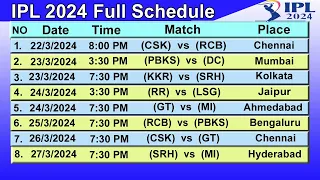 IPL Schedule 2024: Dates and Time List of All Matches | IPL Fixtures 2024