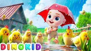 Five Little Chicks | Rain Rain, Go Away | Dinokid Nursery Rhymes & Kids Songs | Kindergarten