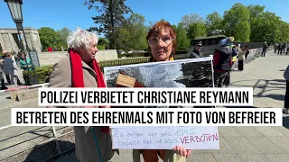 09.05.2023 #Berlin Polizei verbietet Christiane Reymann Betreten des Ehrenmals mit Foto von Befreier