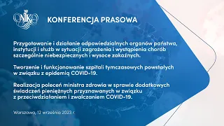 Pandemia COVID-19 - działania państwa;  szpitale tymczasowe; dodatki covidowe dla służb medycznych