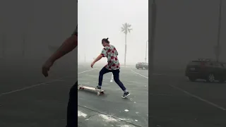 Longboard dancing through the fog 😶‍🌫️🛹 Santa Monica, California