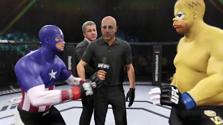 Captain America vs. Homer Simpson (EA sports UFC 2) - CPU vs. CPU - Crazy UFC 👊🤪