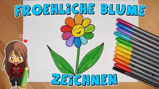 Fröhliche Blume einfach malen für Kinder | ab 5 Jahren | Malen mit Evi | deutsch