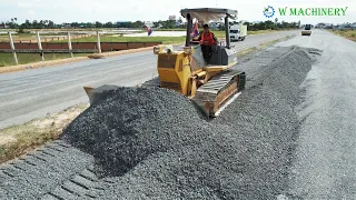 Perfect Operator Dozer Spreading Gravel Building Roads | Activity Dozer Trimming Skills & Plowing