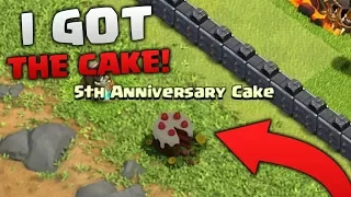 How To Get The 5th Clashiversary Cake! Clash Of Clans Cake Obstacle Tutorial!!