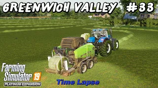 NEW Equipment. Mowing, Tedding, Raking & Making 90 Hay Bales | Greenwich Valley | FS19 TimeLapse #33